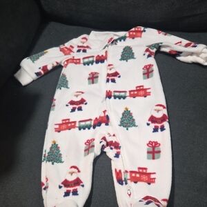 Carter's White Santa and Train Kids One Piece